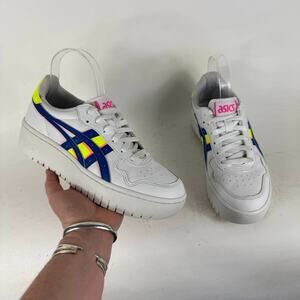 Asics Japan S Platform Sneakers Women's 8 White Leather Lace-Up Athletic Shoes